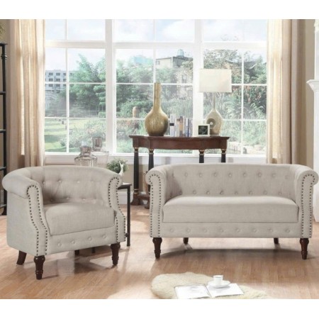QH23-03 : Bộ Ghế Sofa Phòng Khách Viền Đinh Tán - 2 Món